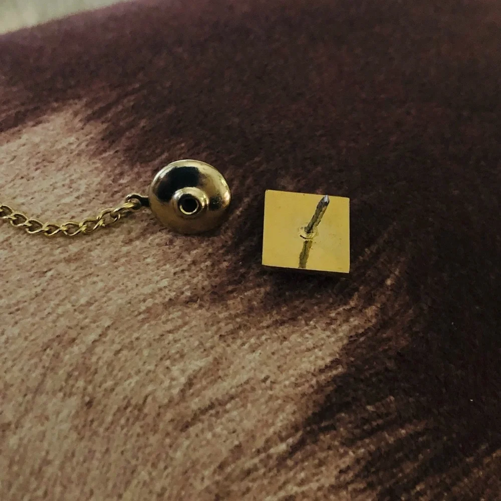 Vintage men’s Tiger eye gold tie pin with chain